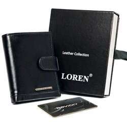 Lesklé kožené puzdro na karty so zapínaním a vreckom na bankovky - Loren