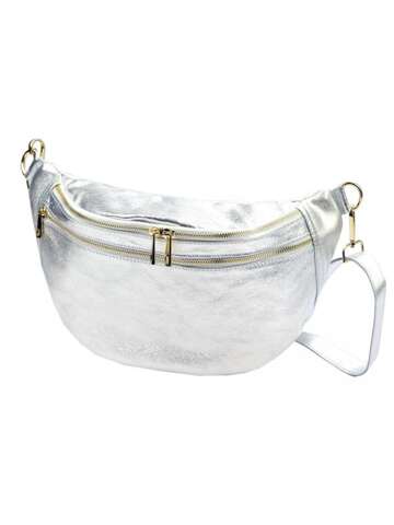 Luka Dámska kožená kabelka 24-017 MET Silver Crossbody