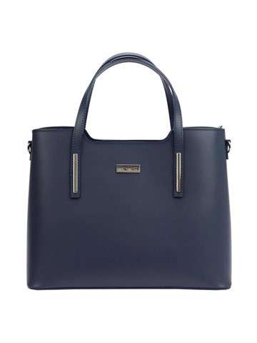 MiaMore Kožená kabelka Navy Blue Natural Shopperbag 01-035 D