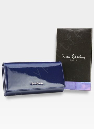 Modrá dámska kožená peňaženka Pierre Cardin s ozdobnou sponou a ochranou RFID
