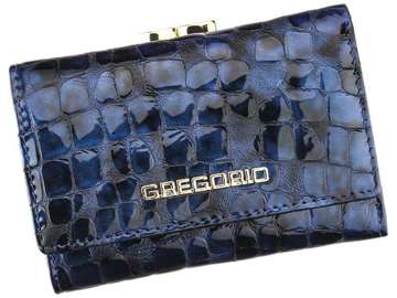 Modrá dámska peňaženka Gregorio FS-117 z prírodnej kože s ozdobnou sponou a ochranou RFID