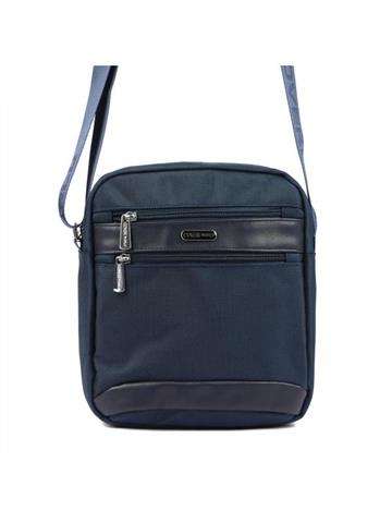 Modrá pánska taška Coveri World CW6260 polyesterová crossbody taška s nastaviteľným popruhom a strieborným kovaním