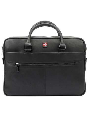 Nordee S133 Čierna pánska kancelárska taška z prírodnej kože s popruhom cez rameno a organizérom