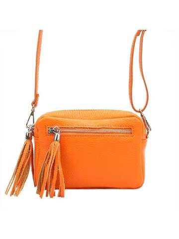 Oranžová kabelka z prírodnej kože Luka 20-030 DOLLARO Small Crossbody