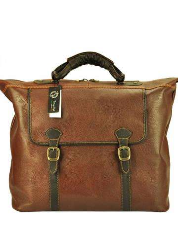 Pánska cestovná taška Gregorio 7504 VIT z prírodnej kože v hnedej farbe