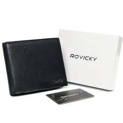 Pánska horizontálna peňaženka s priehradkou na zips, prírodná koža, RFID Stop - Rovicky