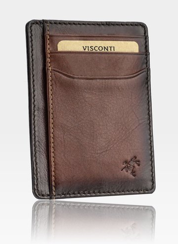 Pánska jednodielna peňaženka z prírodnej kože Visconti Slim Card Case Dark Brown