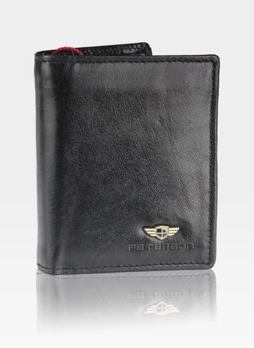 Pánska kompaktná kožená peňaženka Peterson Black 363 RFID STOP