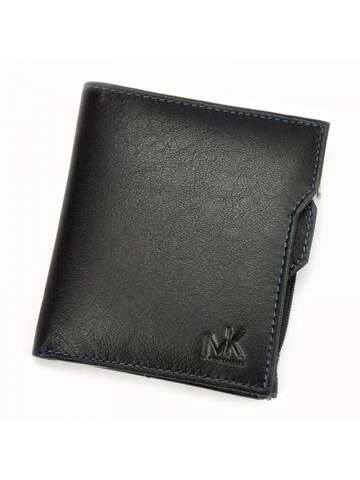 Pánska kožená peňaženka Money Kepper CC 6002 čierna s modrými akcentmi