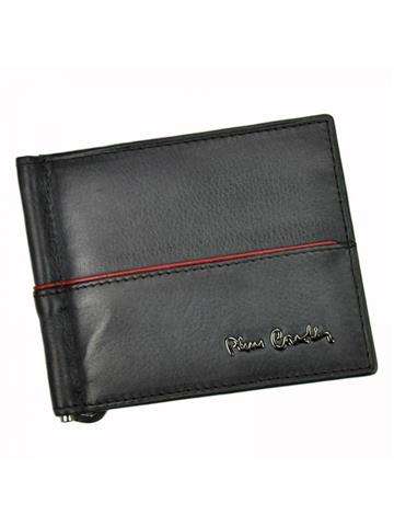 Pánska kožená peňaženka Pierre Cardin TILAK38 8858A čierna s červenými detailmi bez zapínania