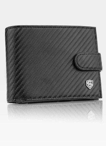 Pánska kožená peňaženka STEVENS CARBON Horizontálne zapínanie čiernej karty Ochranná technológia RFID