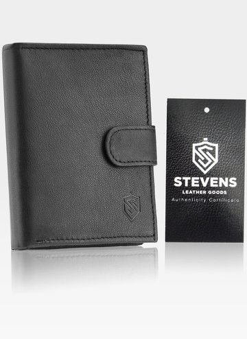 Pánska kožená peňaženka STEVENS Classic Black Card Protective Technology RFID