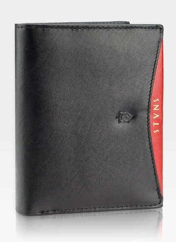 Pánska kožená peňaženka STEVENS Ochranná technológia RFID Black + Red Modern