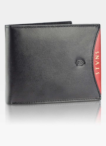 Pánska kožená peňaženka STEVENS Protection RFID Black + Red Youthful