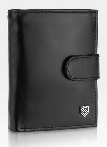 Pánska kožená peňaženka STEVENS s ochranou klipu RFID čierna