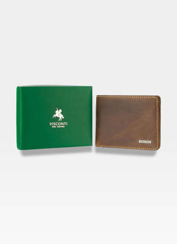 Pánska kožená peňaženka Visconti Super Slim RFID ART-50 prírodná koža hnedá