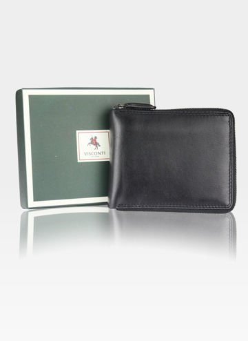 Pánska kožená peňaženka na zips Visconti HT-14 Black