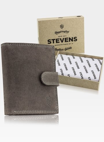 Pánska kožená peňaženka s klipom STEVENS Nubuk Brown RFID