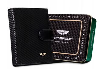 Pánska kožená peňaženka vertikálnej orientácie so zapínaním na patentku - Peterson