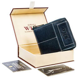 Pánska kožená retro peňaženka so štvorcovým zipsom, RFID - Always Wild