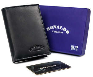 Pánska kožená skladacia peňaženka s priehradkou na zips - Ronaldo