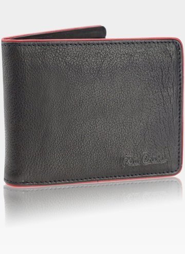Pánska peňaženka Pierre Cardin Kožená klasická horizontálna peňaženka 324 RFID Black+red