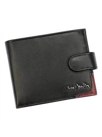 Pánska peňaženka Pierre Cardin TILAK75 324A prírodná koža čierna s červenými detailmi bez zapínania RFID SECURE