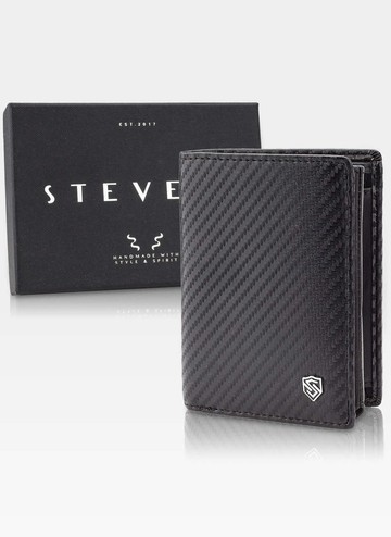 Pánska peňaženka STEVENS CARBON Kožená čierna SECURED RFID