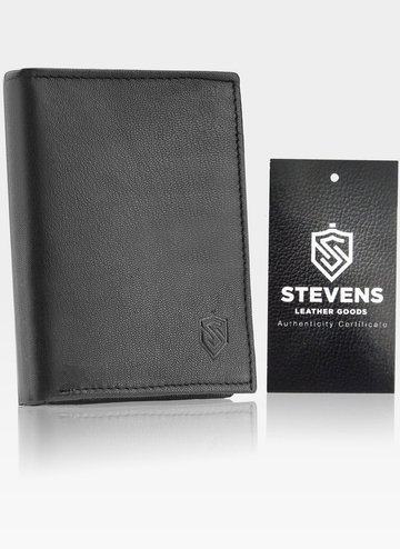 Pánska peňaženka STEVENS Leather Classic Black SECURED RFID