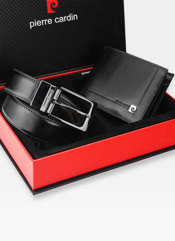 Pánska peňaženka opasok darčeková sada kožená Pierre Cardin originálne ZG-08