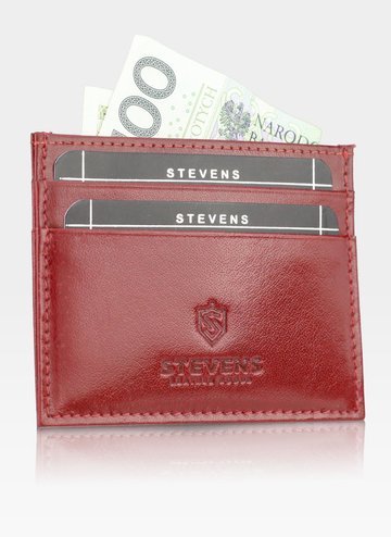 Pánske Červené Kožené Slim Etui na Karty STEVENS Portfe Cardholder