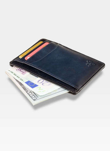 Pánske Kožené Etui Visconti Cardholder AT67 Modré s RFID Ochrannou Funkciou