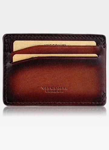Pánske kožené puzdro na karty Visconti na karty Slim Dark Burgundy