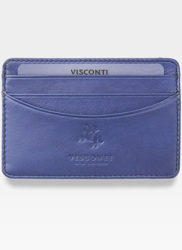 Pánske kožené puzdro na karty Visconti na karty Slim Navy Blue