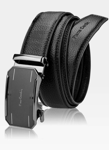 Pánsky kožený opasok Pierre Cardin Black Metal Automatic Buckle