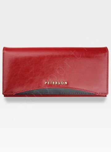 Peterson Dámska kožená peňaženka z prírodnej kože červená čierna PL467-1