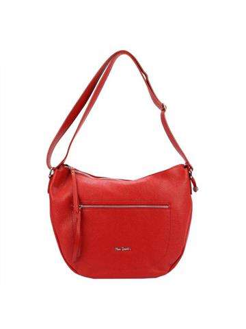Pierre Cardin 55039 TSC DOLLARO Červená dámska kabelka z prírodnej kože Shopperbag