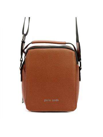 Pierre Cardin IZA304 52216 Ekologická koženková taška Brown Crossbody Medium Size