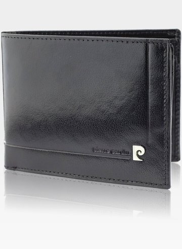Pierre Cardin Pánska horizontálna kožená peňaženka Black 88061 s vreckom na zips