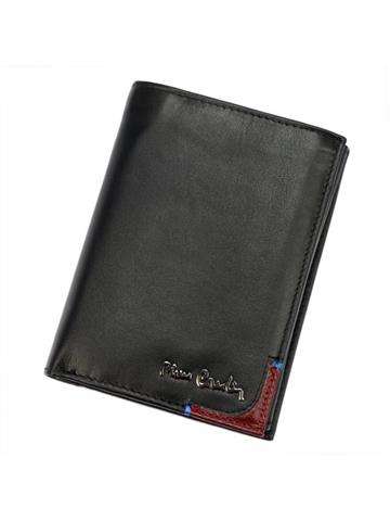 Pierre Cardin TILAK75 330 pánska peňaženka z prírodnej kože čierna s červenými detailmi RFID SECURE