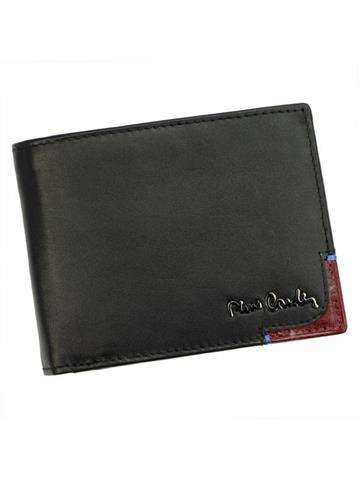 Pierre Cardin TILAK75 8806 Pánska peňaženka z prírodnej kože čierna s červenými detailmi Horizontálna orientácia