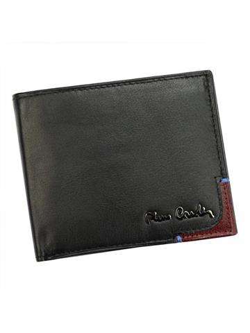 Pierre Cardin TILAK75 8824 pánska peňaženka z prírodnej kože čierna s červenými detailmi bez zapínania RFID SECURE