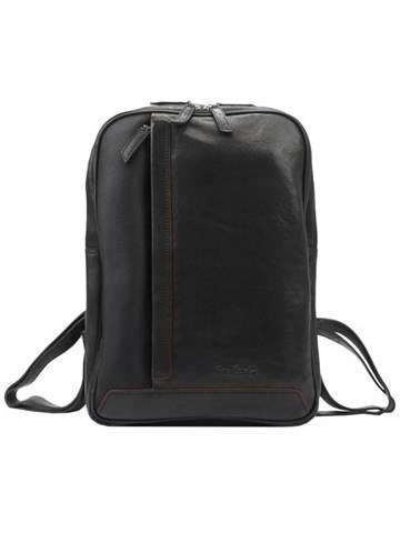 Pierre Cardin YS12 28011 Pánsky kožený batoh v čiernej a ťavej farbe s nastaviteľnými ramenami a vreckami