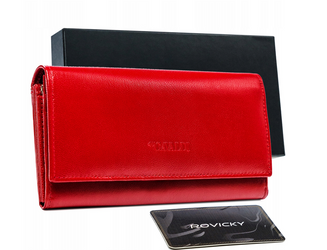Priestranná horizontálna dámska kožená peňaženka so systémom RFID - Cavaldi