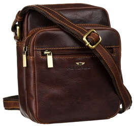 Priestranná kožená pánska taška s vreckami - Peterson