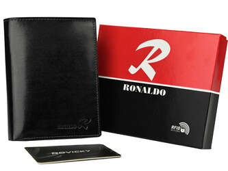 Priestranná vertikálna pánska peňaženka z lesklej pravej kože - Ronaldo