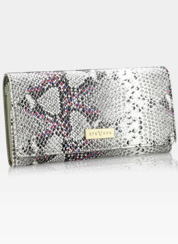STEVENS Dámska kožená peňaženka RFID Grey + Pink Sparkle