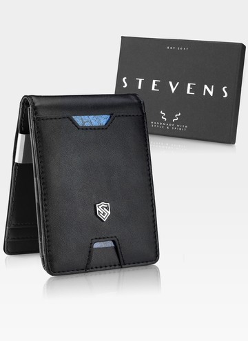 STEVENS Pánska tenká moderná kožená peňaženka z RFID Black na hotovosť Darčekové karty