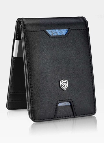 STEVENS Pánska tenká moderná kožená peňaženka z RFID Black na hotovosť Darčekové karty