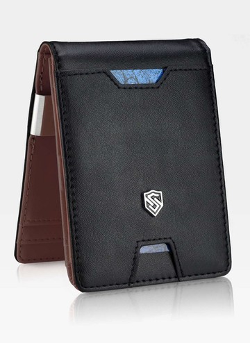 STEVENS Pánska tenká moderná kožená peňaženka z RFID CARBON na hotovostné darčekové karty